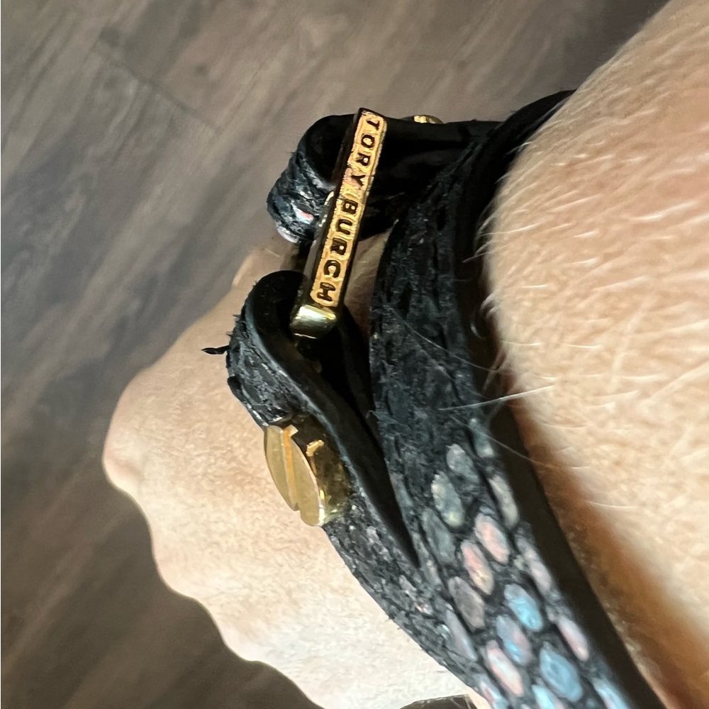 Black and gold Tory Burch wrap bracelet